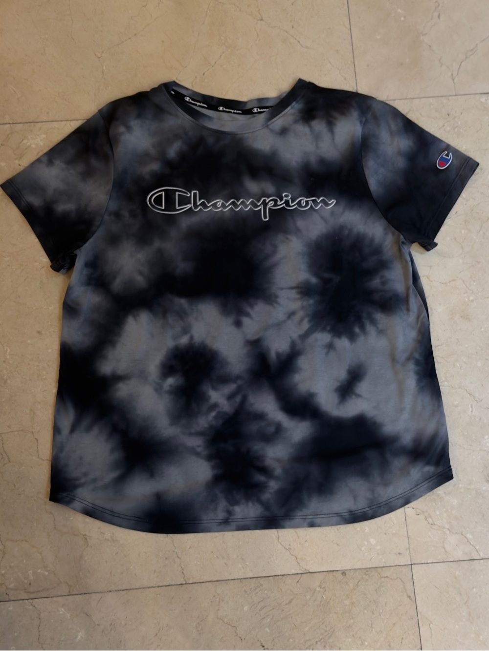 Champion Kids Black & Gray Tie-Dye Logo Tee